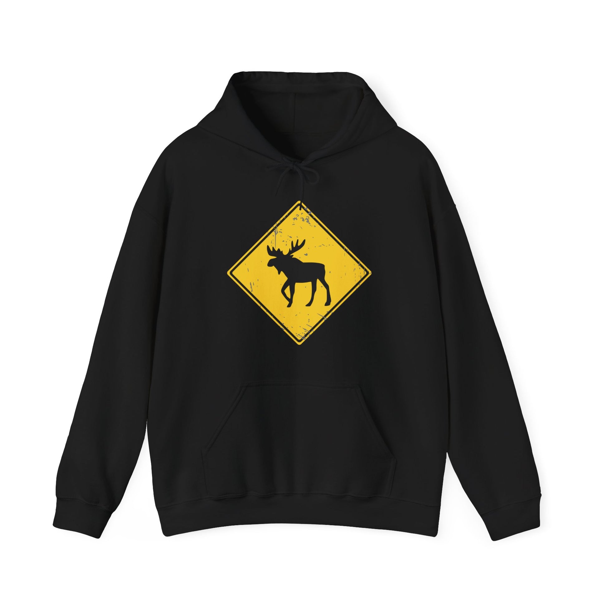 moose crossing hoodie black