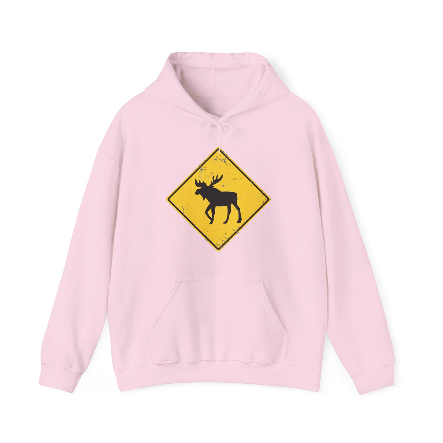 moose crossing hoodie pink