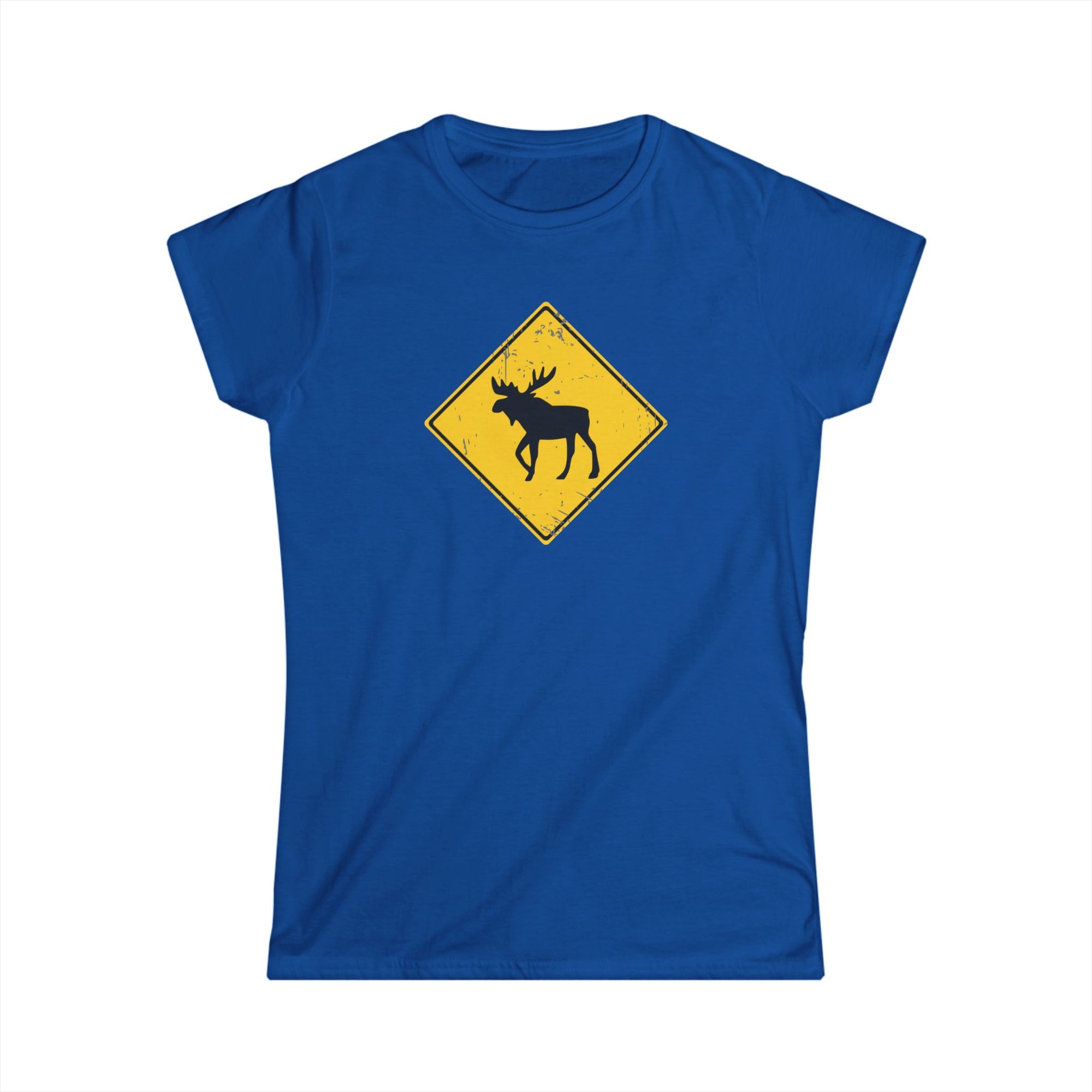 moose crossing women's shirt blue