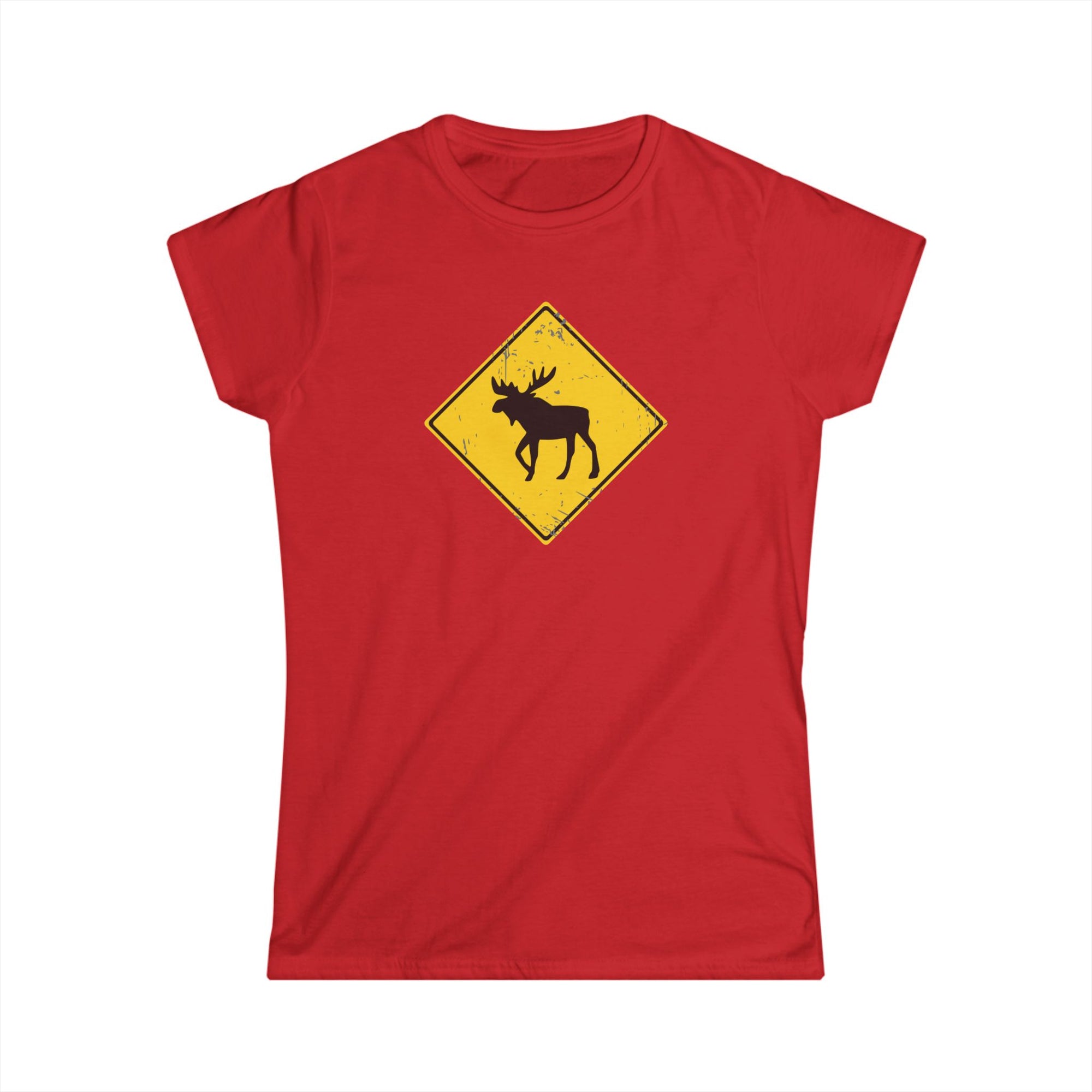 moose crossing women's shirt red